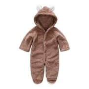 Odeerbi Baby Girls Boys Clothes Baby Rompers Newborn Fleece Footie Snowsuit Winter Bunting Onesie Cartoon Warm Hooded Romper Jumpsuit Outfits